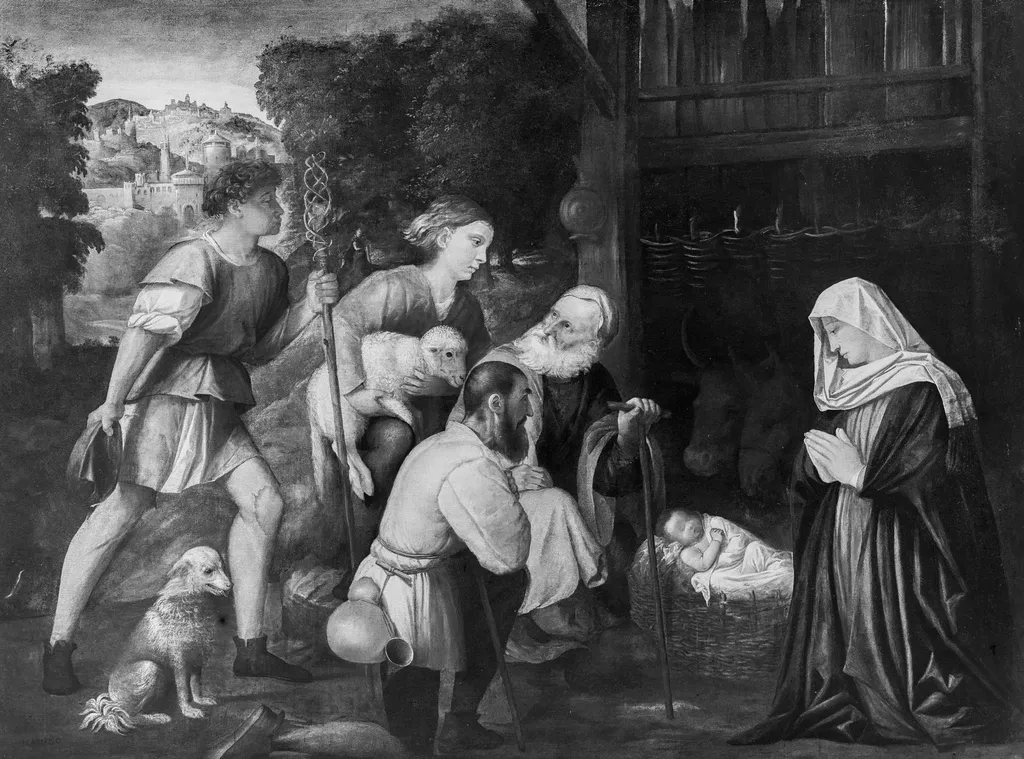 Adoration of the Shepherds, by Giovanni Cariani, paint, 1519