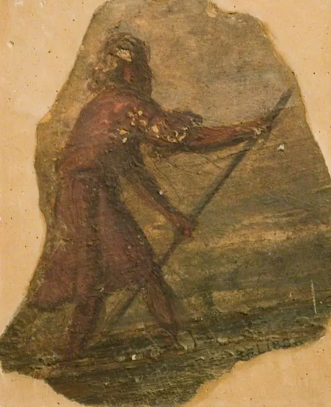 A Figure in the Attitude of Punting (fragment of a wall decoration), by Giovanni da Udine