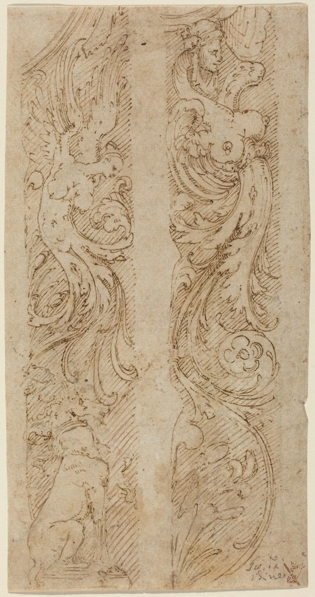 Grotesque Decorations for Wall Panels, by Giovanni da Udine, ink, 1530