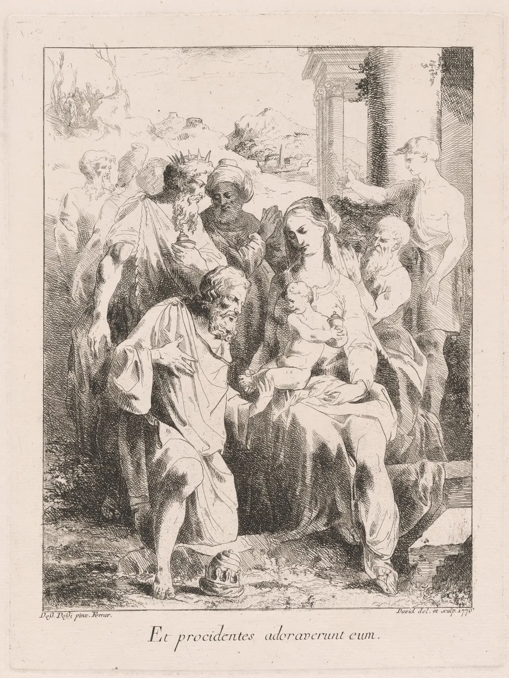 Adoration of the Magi, by Giovanni David, ink, 1776