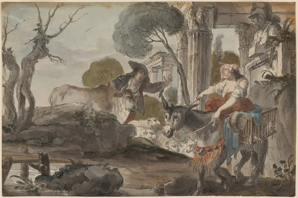 Arcadian Landscape, by Giovanni David, watercolor, 1775