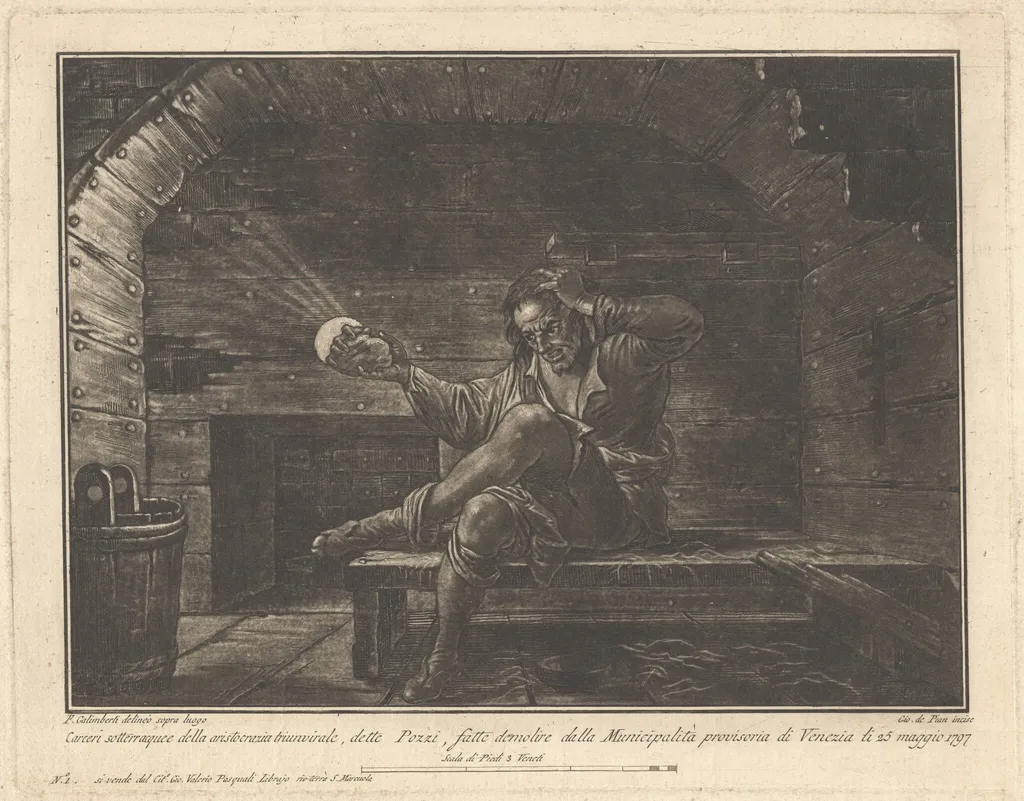 Underground Prisons, Known as "the Wells", by Giovanni De Pian, ink, 1797