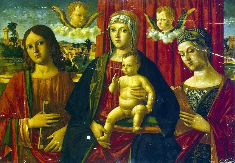 Madonna and Child with St John the Evangelist and Unknown Saint, by Giovanni di Niccolò Mansueti