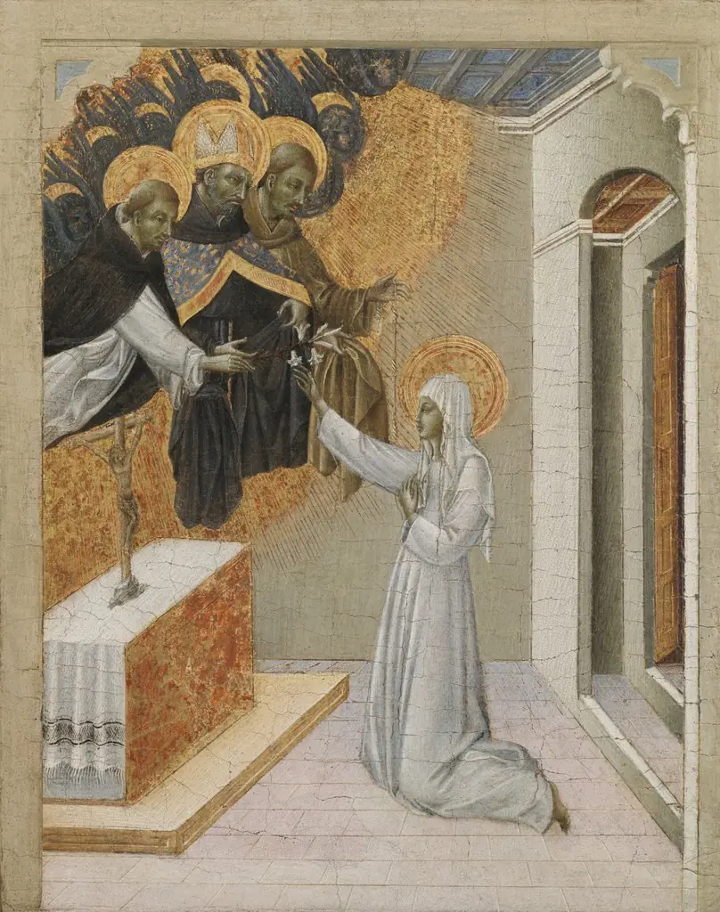 Predella Panel from an Altarpiece: St. Catherine of Siena Invested with the Dominican Habit, by Giovanni di Paolo