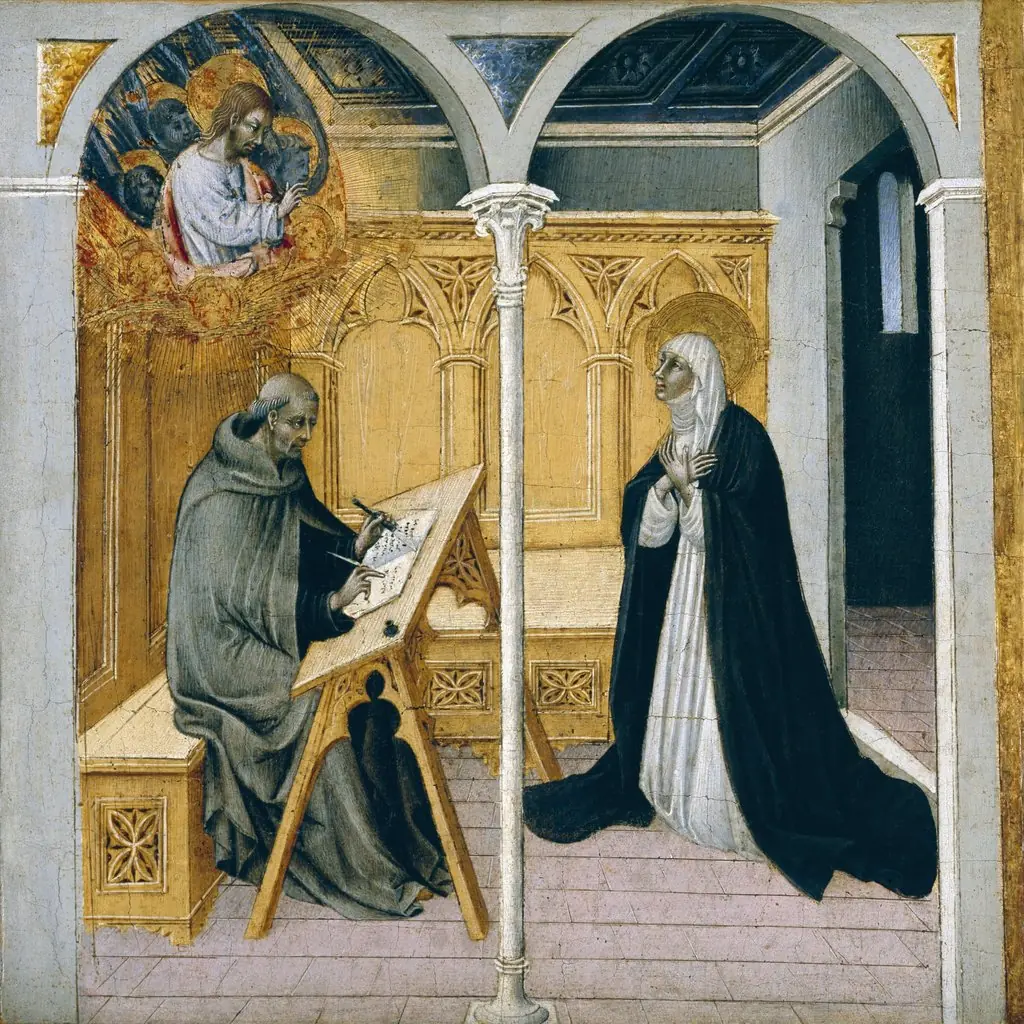 Saint Catherine of Siena Dictating Her Dialogues, by Giovanni di Paolo