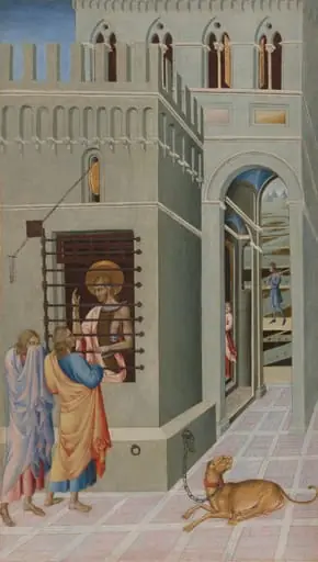 Saint John the Baptist in Prison Visited by Two Disciples, by Giovanni di Paolo