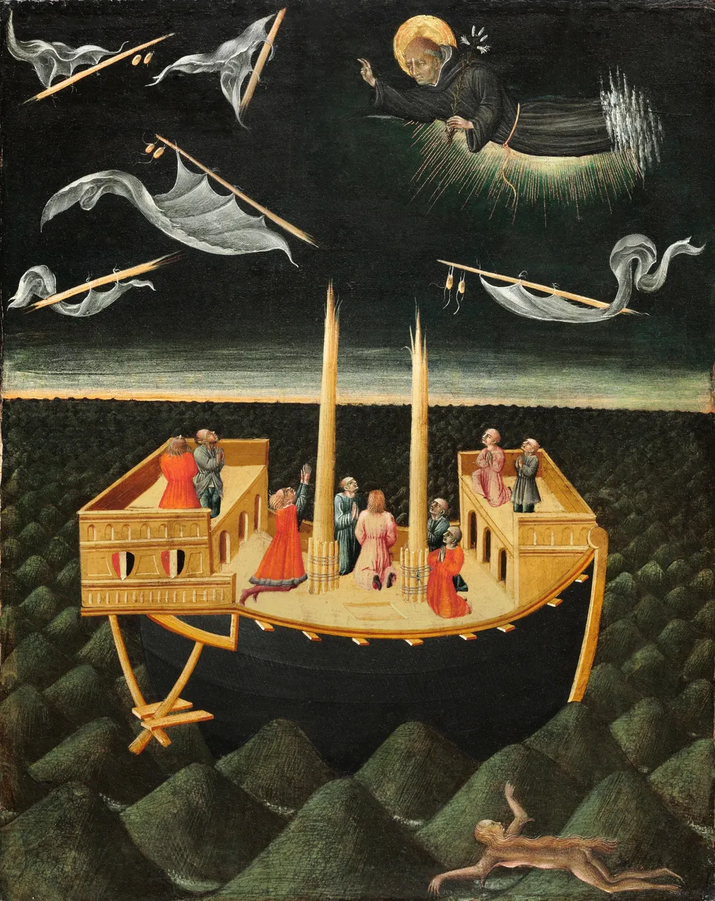 Saint Nicholas of Tolentino Saving a Shipwreck, by Giovanni di Paolo, unspecified, 1457
