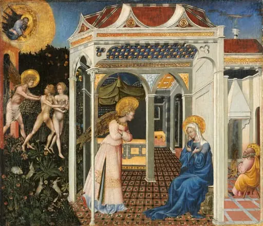 The Annunciation and Expulsion from Paradise, by Giovanni di Paolo