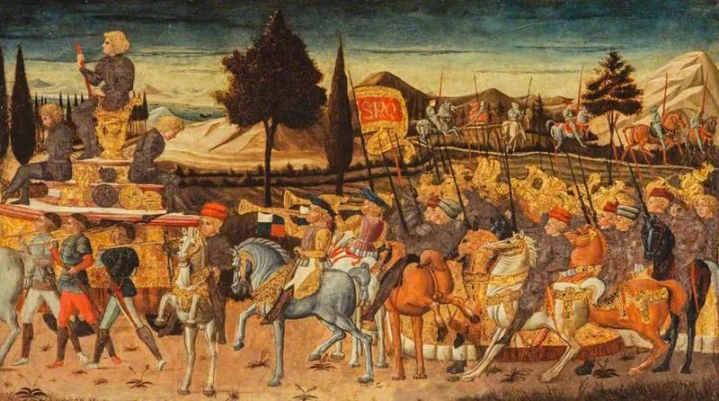 The Triumph of a Roman General, by Giovanni di ser Giovanni Guidi, unspecified, 1462