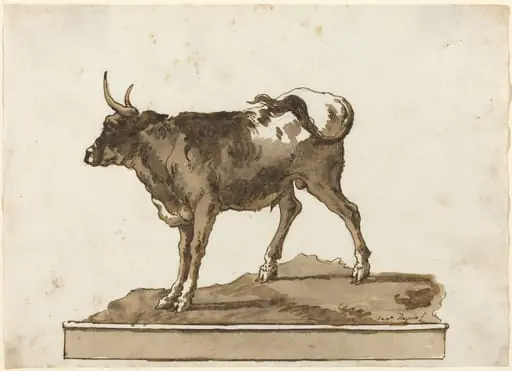 A Bull on a Ledge, by Giovanni Domenico Tiepolo