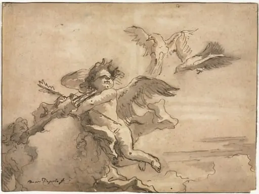 Cupid Blindfolded and Two Doves, by Giovanni Domenico Tiepolo