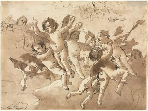 Cupid in the Clouds with Attendant Cherubs, by Giovanni Domenico Tiepolo