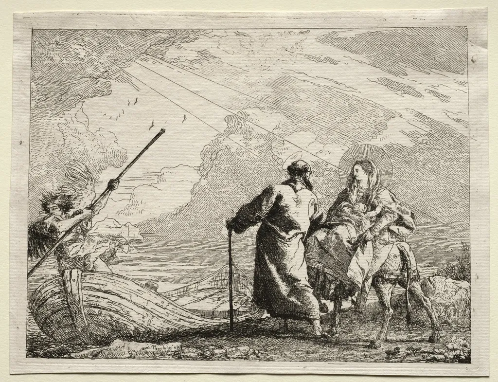 Flight into Egypt: The Holy Family Arriving at the Bank of the River, by Giovanni Domenico Tiepolo, 1752