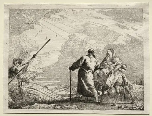 Flight into Egypt: The Holy Family Arriving at the Bank of the River, by Giovanni Domenico Tiepolo