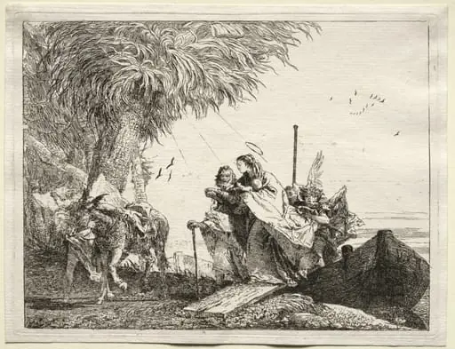 Flight into Egypt: The Holy Family, Disembarking, by Giovanni Domenico Tiepolo