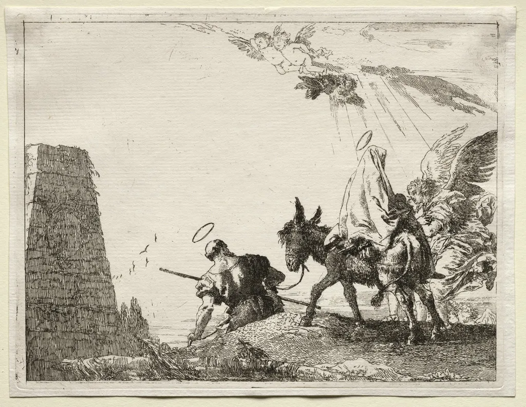 Flight into Egypt: The Holy Family Passing near a Pyramid, by Giovanni Domenico Tiepolo, 1752