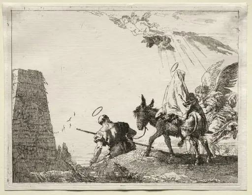 Flight into Egypt: The Holy Family Passing near a Pyramid, by Giovanni Domenico Tiepolo