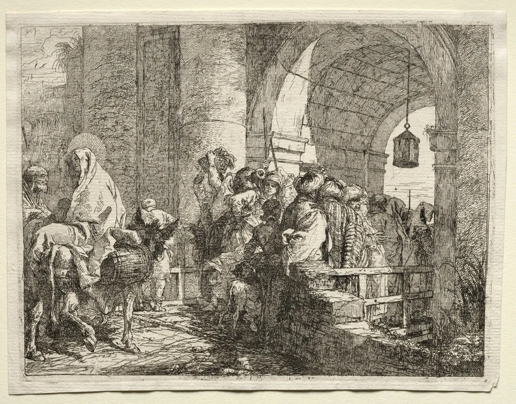 Flight into Egypt: The Holy Family Passing under an Arch, by Giovanni Domenico Tiepolo, 1752
