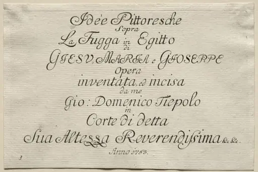 Flight into Egypt: Title Page, by Giovanni Domenico Tiepolo