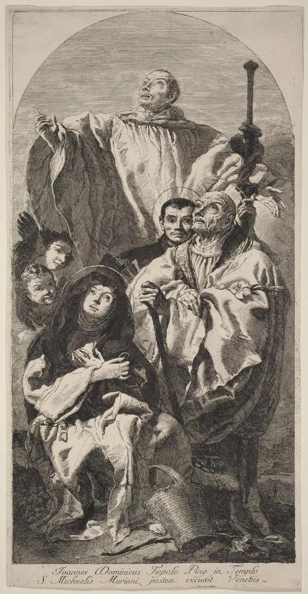 Four Saints of the Benedictine Order, by Giovanni Domenico Tiepolo, ink, 1766