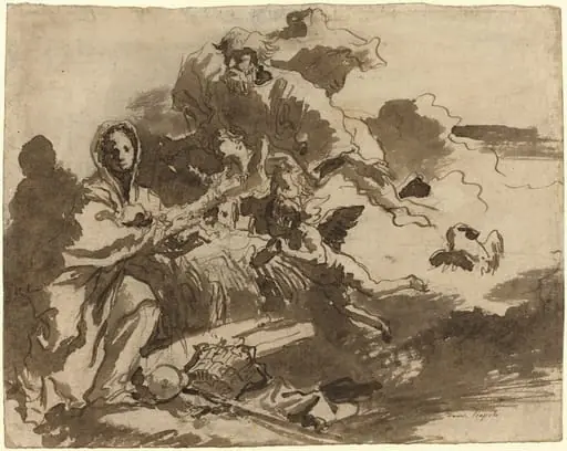 God the Father and Angels Adoring the Madonna and Child [recto], by Giovanni Domenico Tiepolo