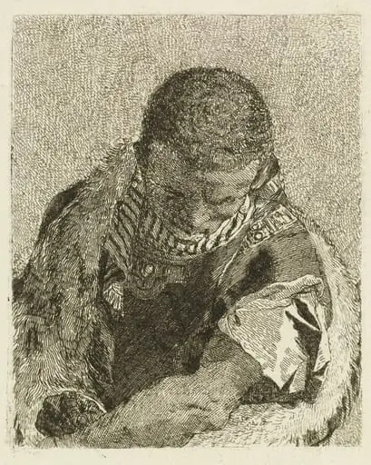 Head of a Moor Bending Forward, by Giovanni Domenico Tiepolo