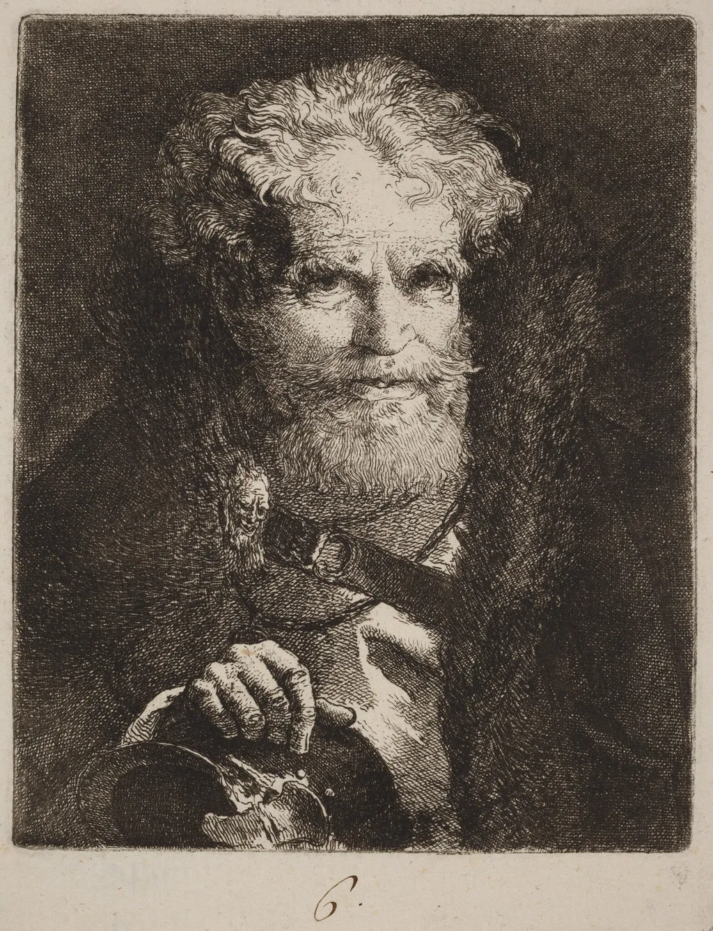 Old Man with a Helmet, by Giovanni Domenico Tiepolo, ink, 1762