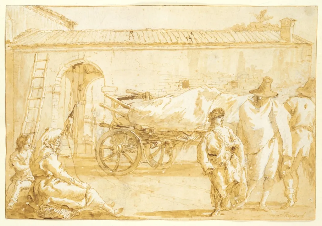 Peasants with a Farm-cart, by Giovanni Domenico Tiepolo, 1790