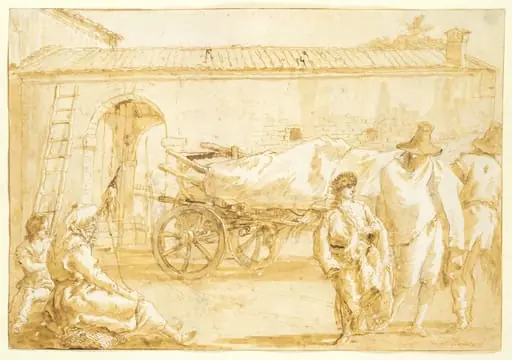 Peasants with a Farm-cart, by Giovanni Domenico Tiepolo