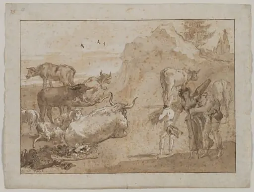 Sheep and Cows, by Giovanni Domenico Tiepolo