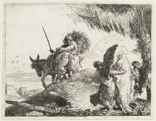 The Flight, with Madonna at Right Supported by Angels, by Giovanni Domenico Tiepolo