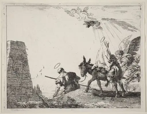 The Flight with Obelisk at the Left, by Giovanni Domenico Tiepolo