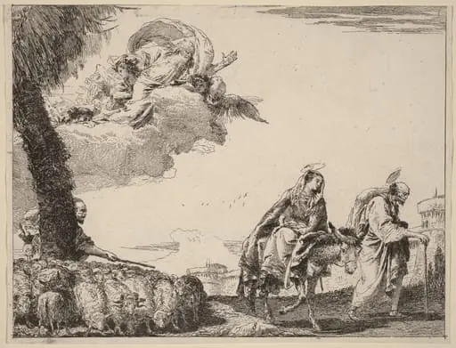 The Flight with the Holy Family at the Right, by Giovanni Domenico Tiepolo