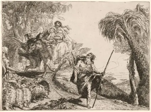 The Holy Family Descending a Path near Shepherds, by Giovanni Domenico Tiepolo