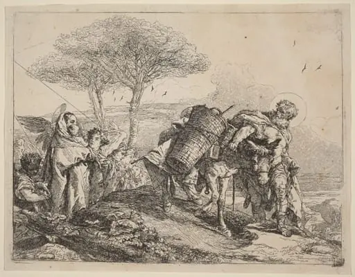 The Madonna and Child at Left, with a File of Angels, by Giovanni Domenico Tiepolo