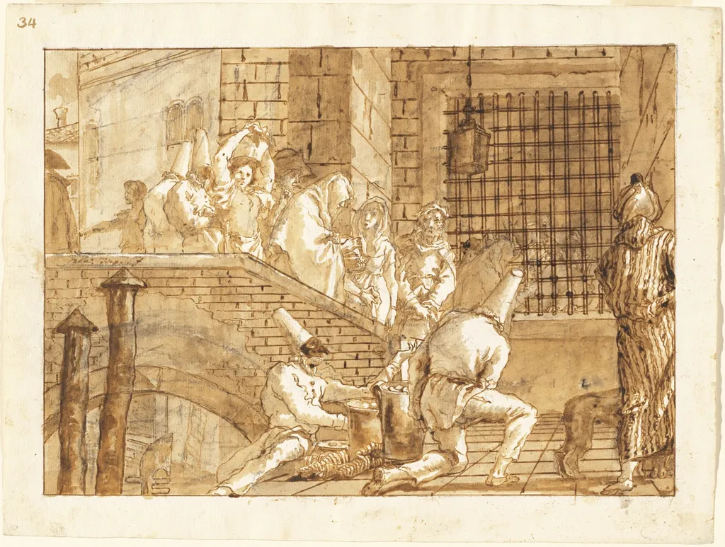 The Prison Visit, by Giovanni Domenico Tiepolo, ink, 1800