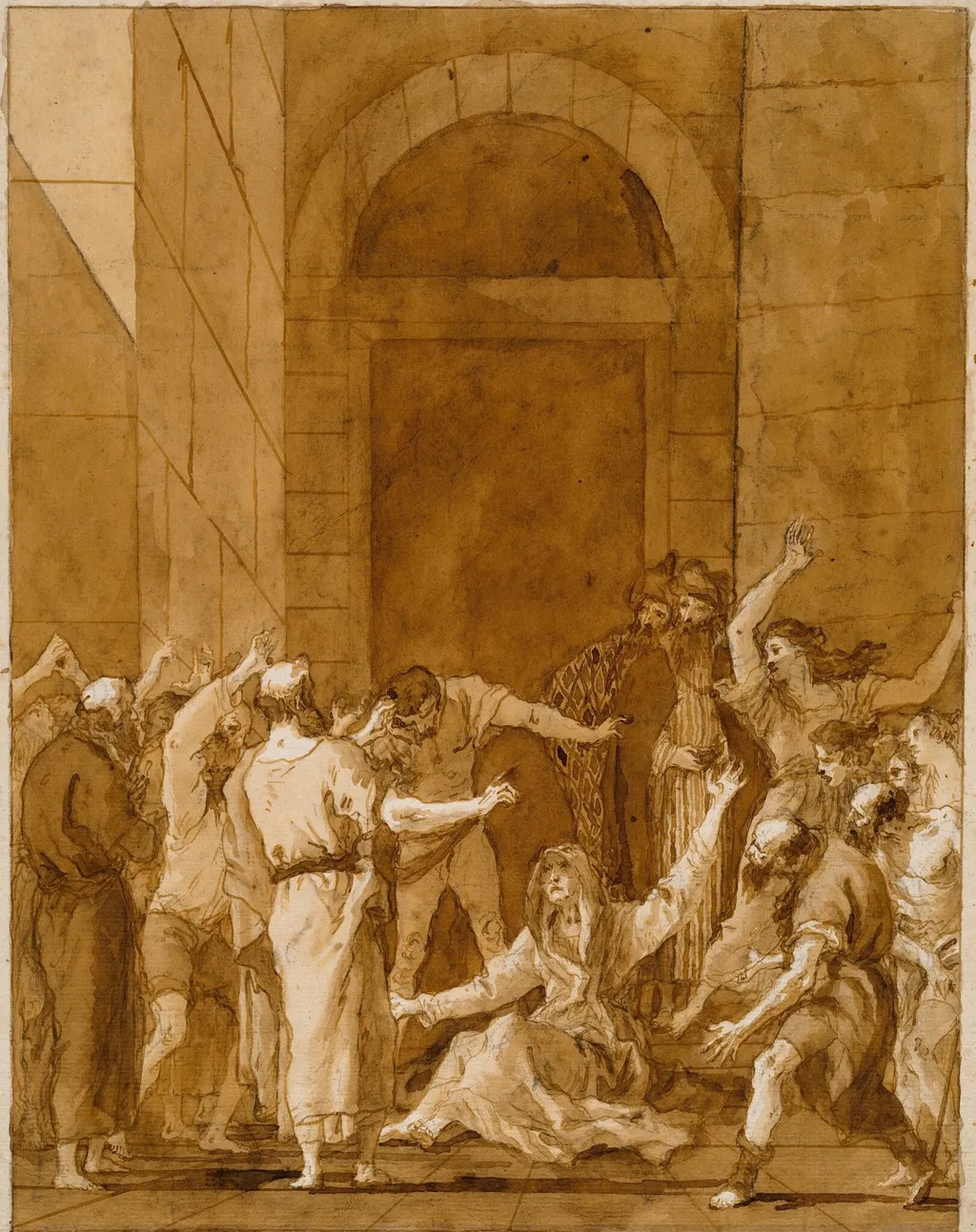 The Raising of Tabitha, by Giovanni Domenico Tiepolo, ink, 1794