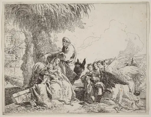The Rest on the Flight, with Adoring Angels, by Giovanni Domenico Tiepolo
