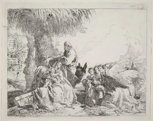 The Rest on the Flight, with Adoring Angels, by Giovanni Domenico Tiepolo