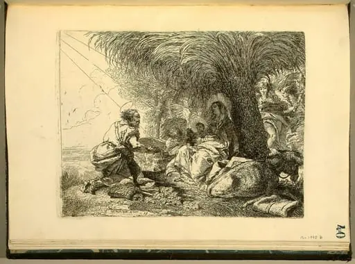 The Rest on the Flight with Joseph in Adoration, by Giovanni Domenico Tiepolo