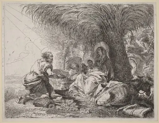 The Rest on the Flight with Joseph in Adoration, by Giovanni Domenico Tiepolo