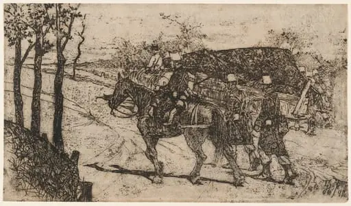 a) Artillery on Mission (recto); b) Artillery on Mission (verso) (Artiglieria da campagna), by Giovanni Fattori