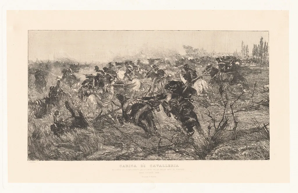 Carica di cavalleria (Calvary Charge), by Giovanni Fattori, ink, 1884