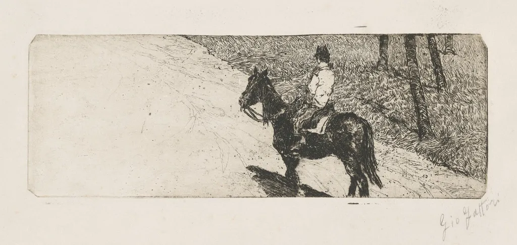 Cavalry Soldier (Soldato di cavalleria), by Giovanni Fattori, ink, 1882