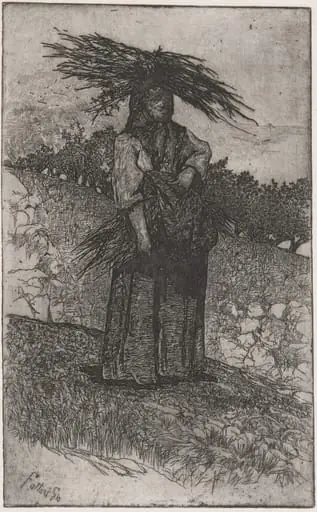 La Boscaiola: Peasant Woman Carrying Wood, by Giovanni Fattori