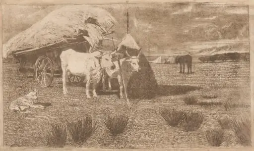 Oxen Yoked to a Cart (Maremma) (Bovi al carro (Maremma)), by Giovanni Fattori