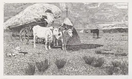 Oxen Yoked to a Cart (Maremma) (Bovi al carro (Maremma)), by Giovanni Fattori