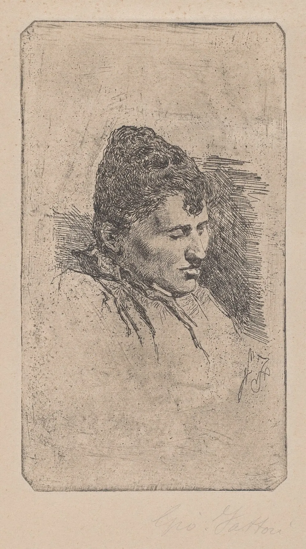 Portrait of the Artist's Second Wife (Ritratto della seconda moglie), by Giovanni Fattori, ink