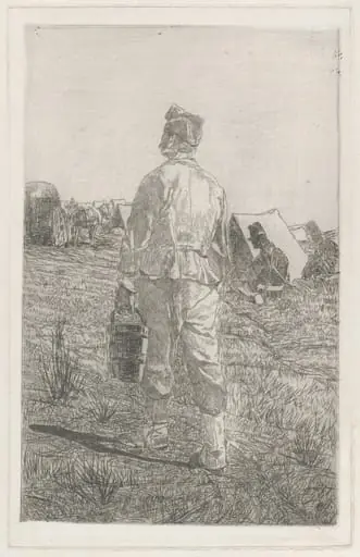 Soldier with a Pail, Seen from Behind (Soldato di spalle con secchio), by Giovanni Fattori