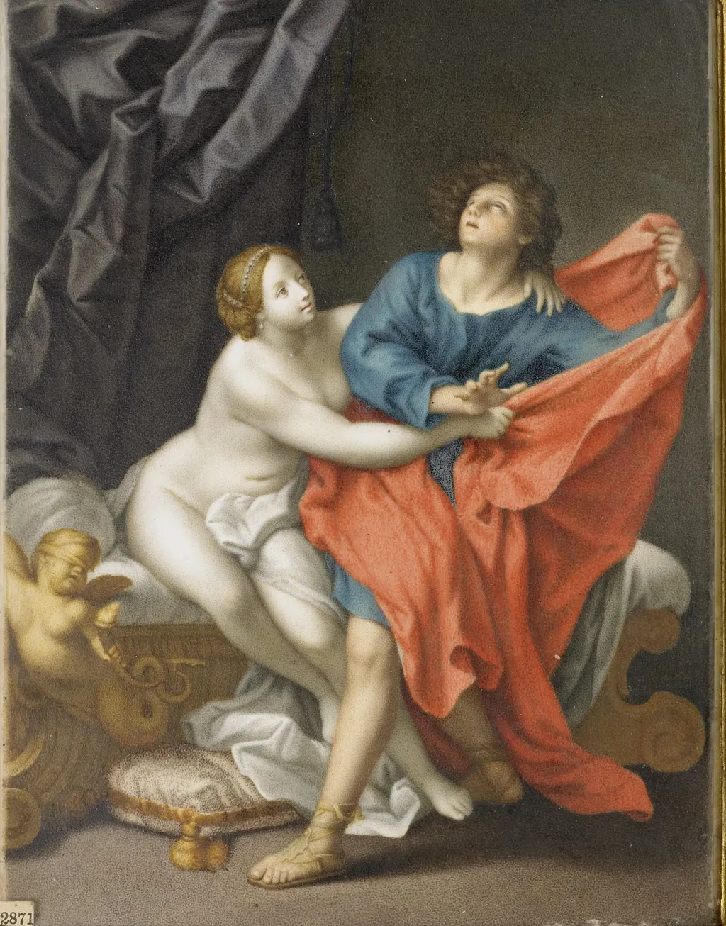 Jozef en de vrouw van Potifar, by Giovanni Felice Ramelli, ivory, 1726